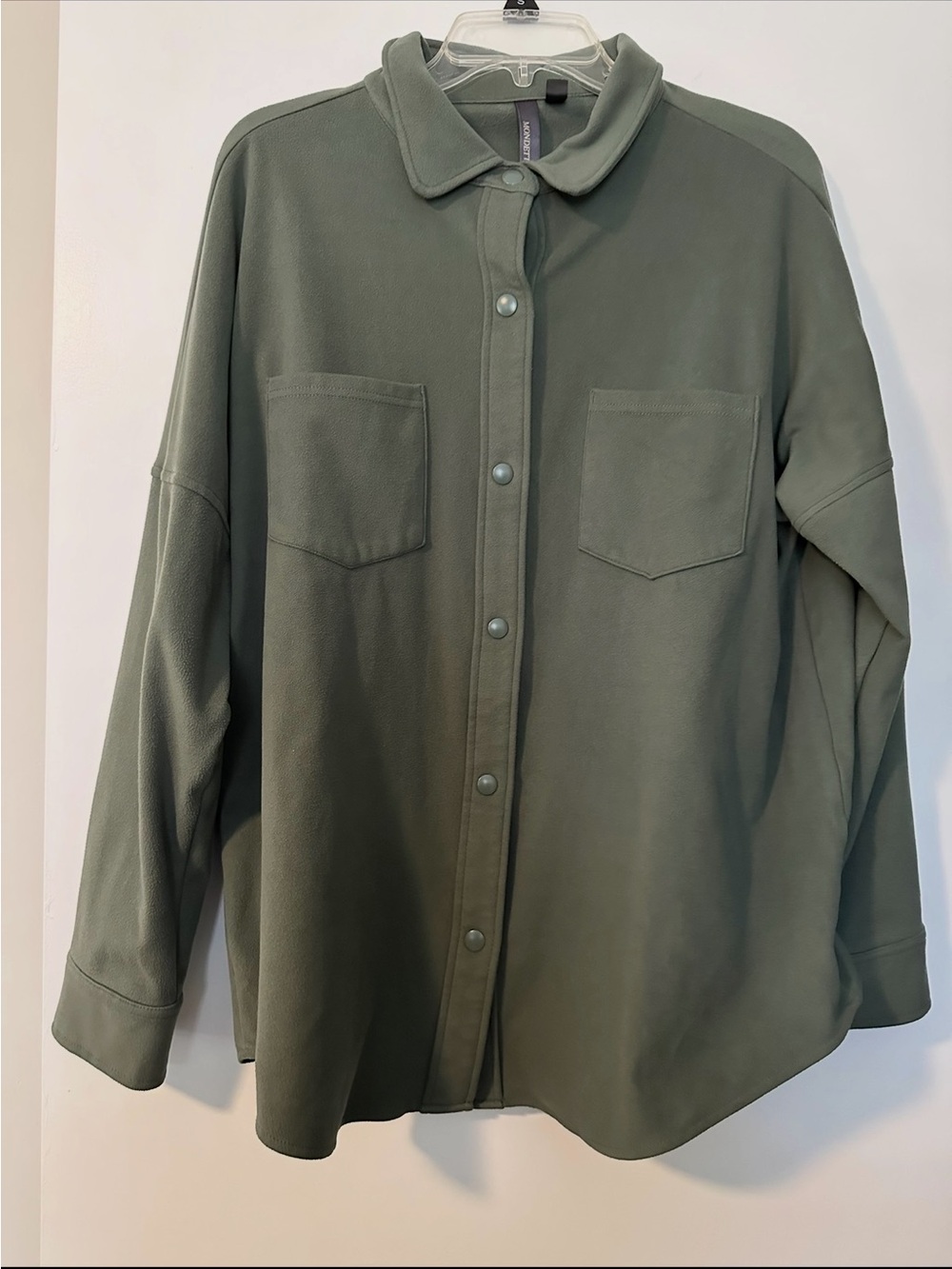Size XL Mondetta Olive Green Women's Cozy Fleece Shirt Jacket